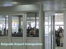 Immigration at Belgrade airport in Serbia