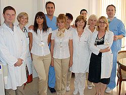 Dr Rados Djinovic and Dr Vlada Pesic with management and staff of one of the leading medical tourism hospitals in Serbia