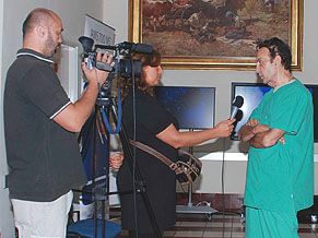 Sava Perovic interviewed by TV journalists